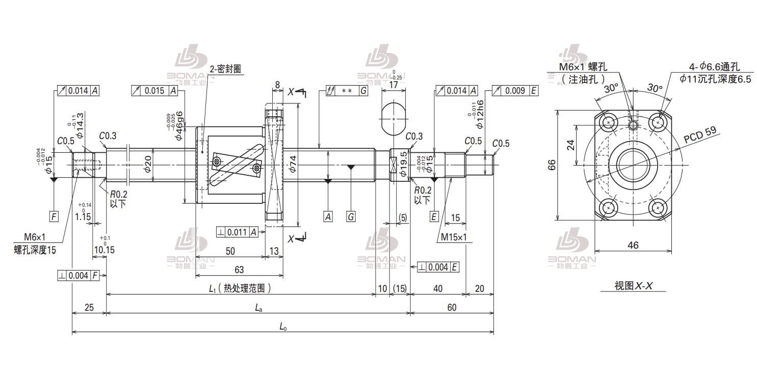 W2008FA-3P-C5Z20-SA标准滚珠丝杠