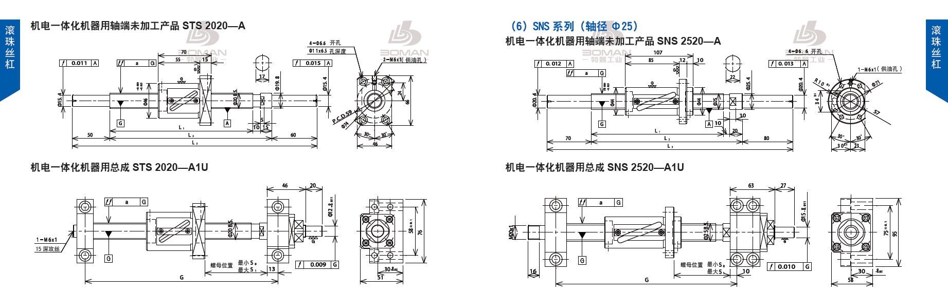 TSUBAKI STS2020-620C5-A1U tsubaki数控滚珠丝杆规格