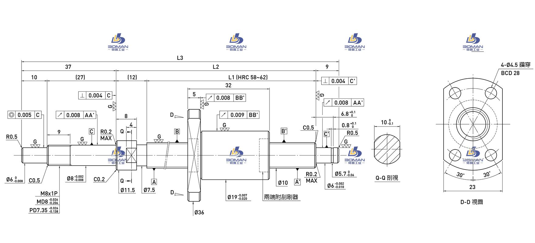 HIWIN上银 R10-2.5T3-FS1-200-258-0.008 上银滚珠丝杠拆卸